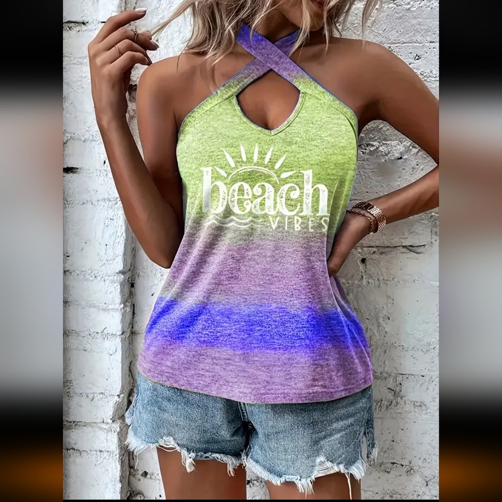 Beach Vibes Gradient Halter Top